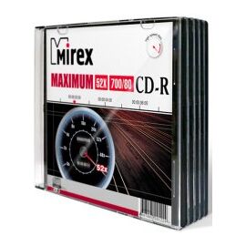  Диск CD-R Mirex 700 Mb, 52х, Maximum, Slim Case (5) 