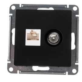  Розетка компьютерная Schneider Electric AtlasDesign ATN001089 Карбон 2-ая ТВ + RJ45, кат. 5Е 