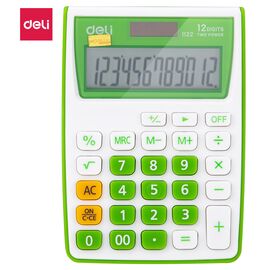  Калькулятор настольный Deli E1122/GRN зеленый 