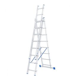  Лестница трехсекционная СИБРТЕХ 97818 3х8 ступеней алюминиевая 