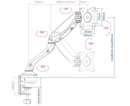  Кронштейн для мониторов Arm Media LCD-T21 черный 